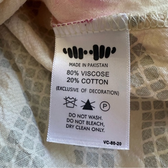 KHAADI Boho Embroidered Tunic Top Size 10 Pink Tie Dye Kurta Blouse - Picture 10 of 11